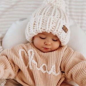 Cream Ribbed Knit Slouchy Hat